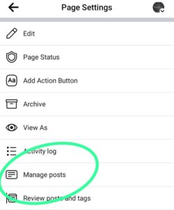manage posts option