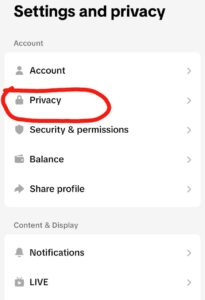 privacy tab